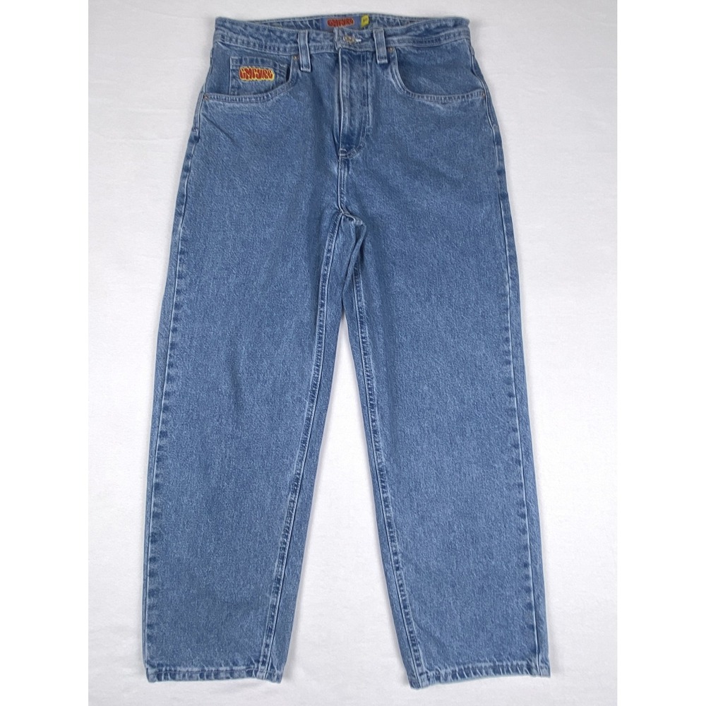 Empyre Relaxed Fit Skate Jeans Mens 30 Blue Medium Wash Baggy Denim Embroidered